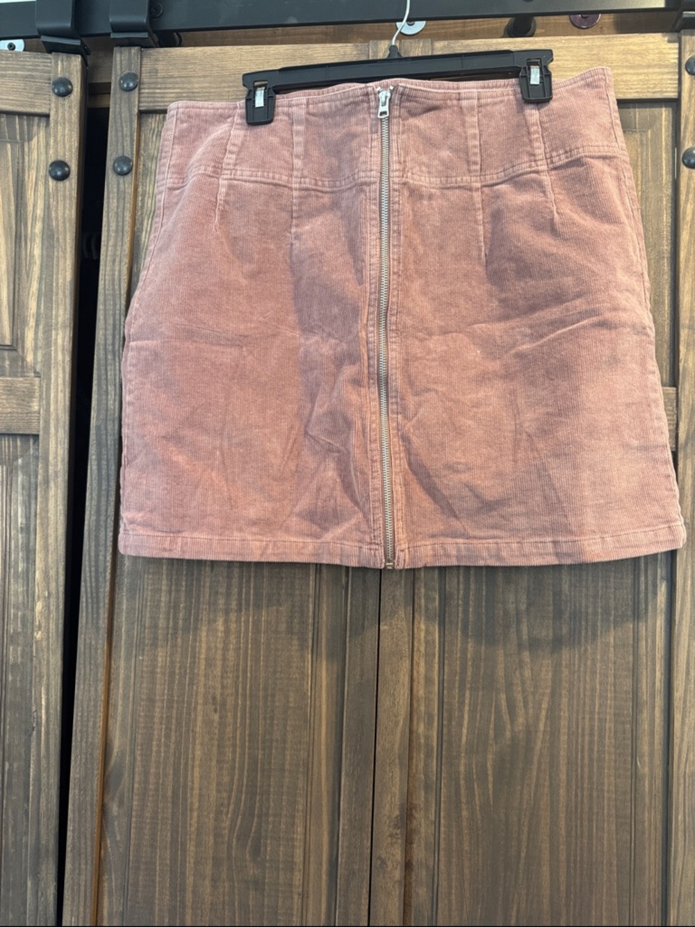 Wild Fable Corduroy Front-Zip Mini Skirt in Dusty Rose